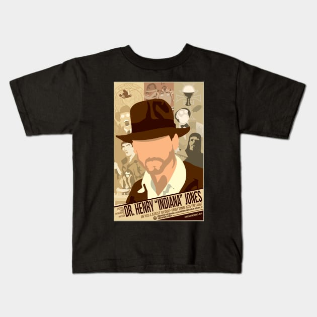 Dr Jones Kids T-Shirt by CuddleswithCatsArt